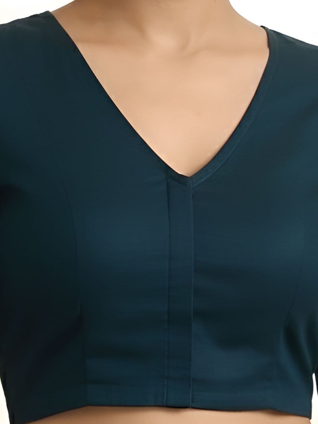 KALINI Women Solid Stretchable V-Neck Front Open Saree Blouse thumbnail 4