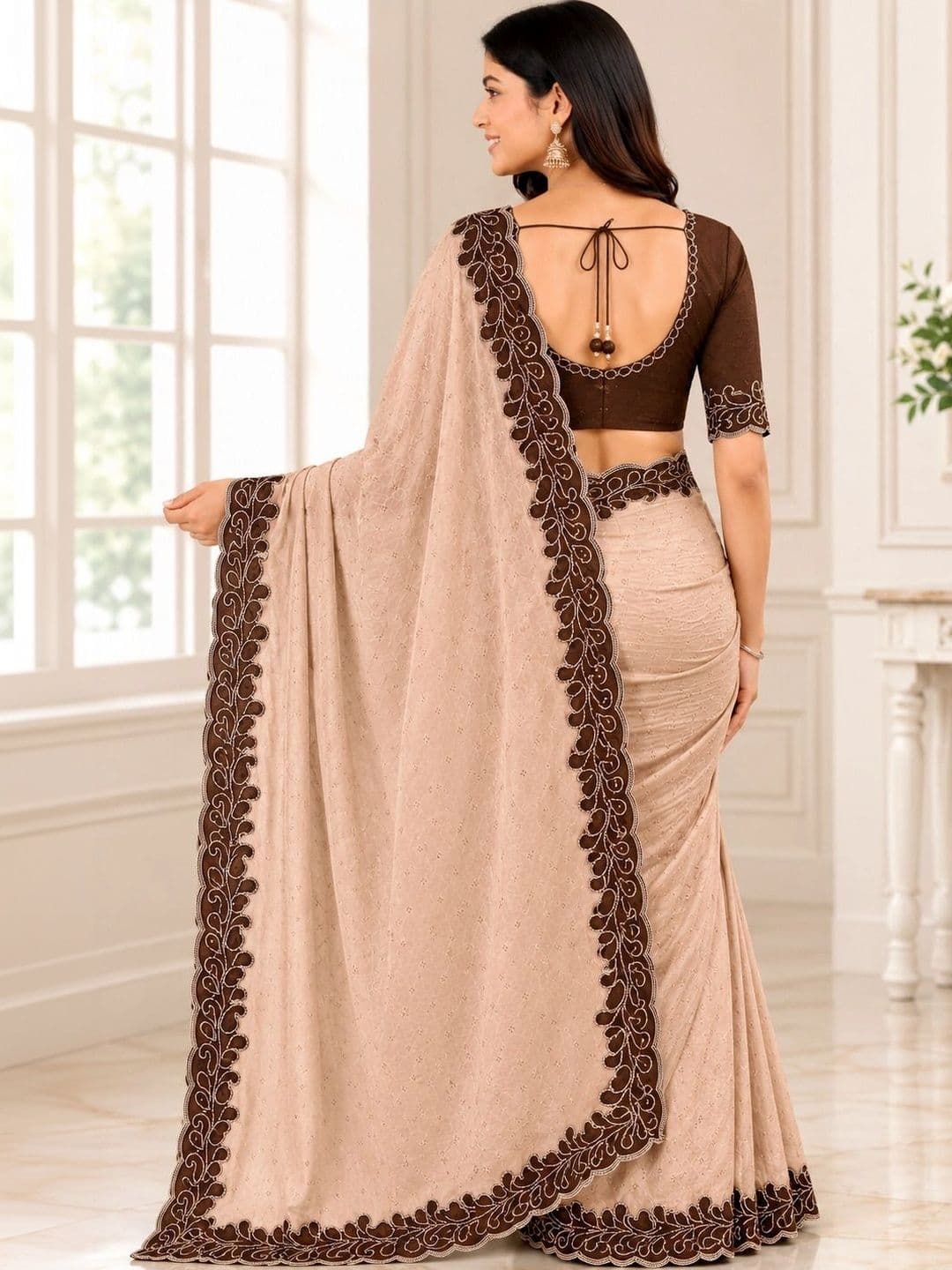 NILRUDRA Embroidered Pure Georgette Banarasi Saree thumbnail 2
