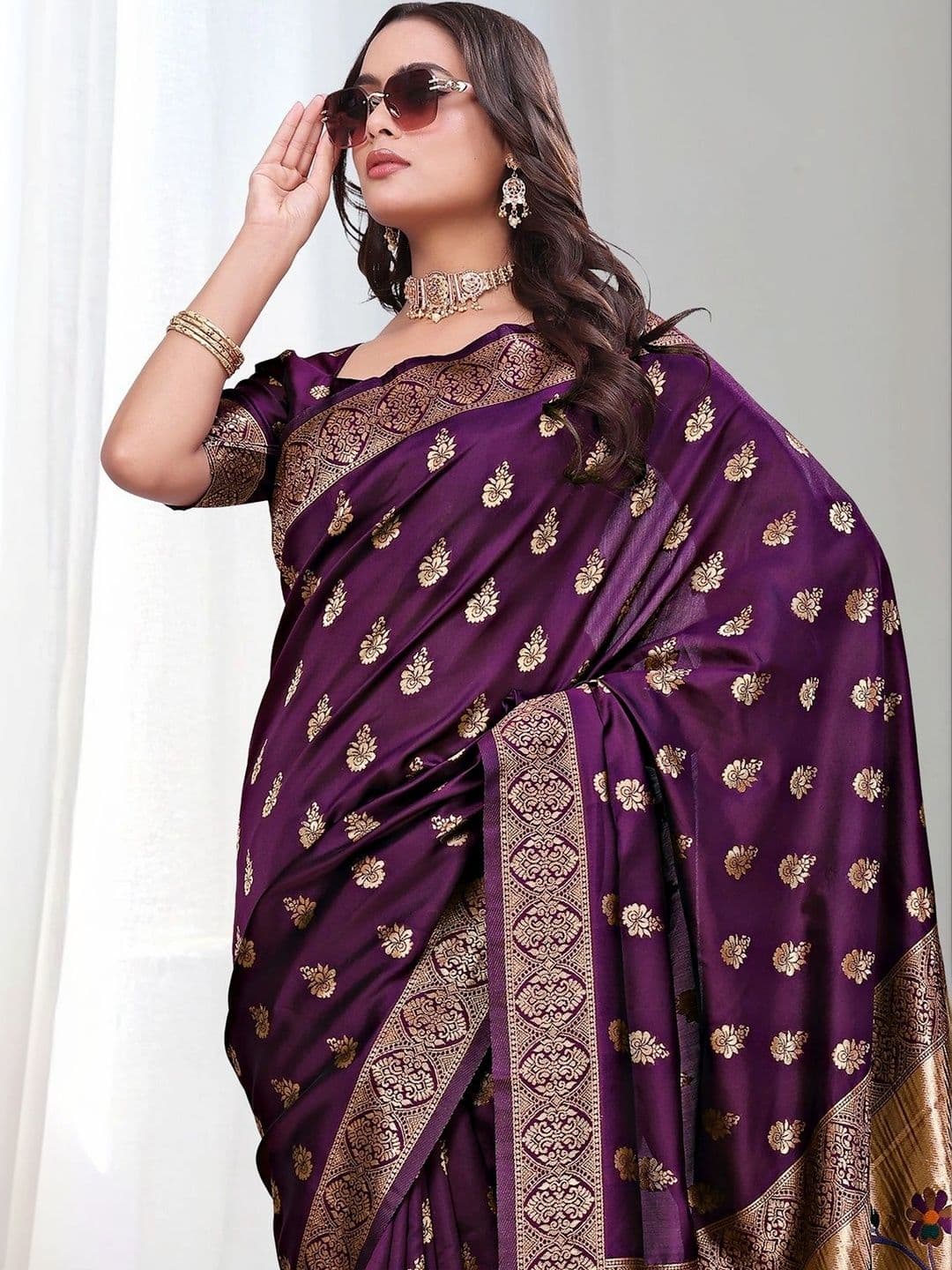 KALINI Woven Design Zari Silk Blend Saree thumbnail 3
