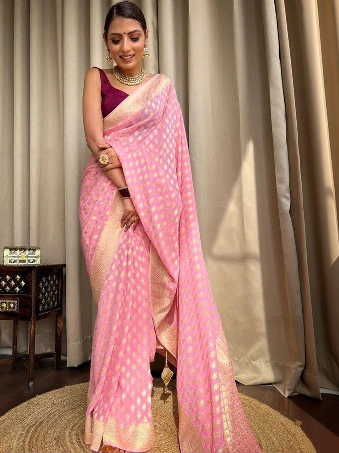 House Of Nazakat Woven Design Zari Art Silk Banarasi Saree thumbnail 3