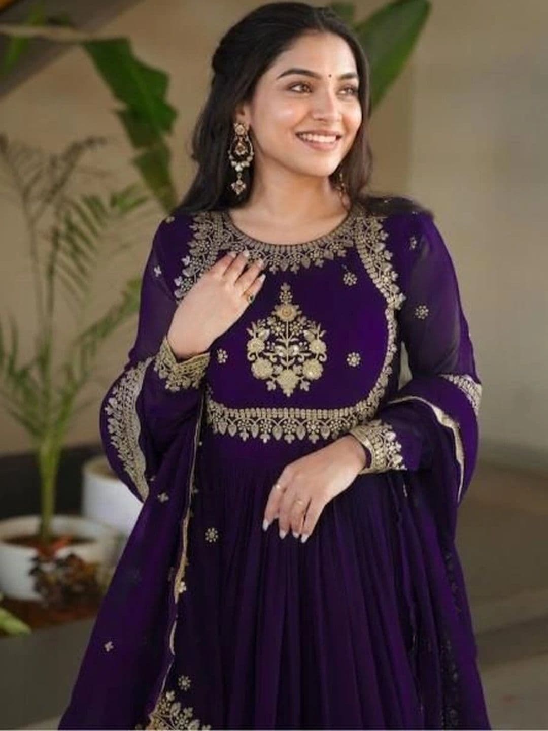 all about you Women Floral Embroidered Empire Mirror Work Kurta with Pyjamas & Dupatta thumbnail 4