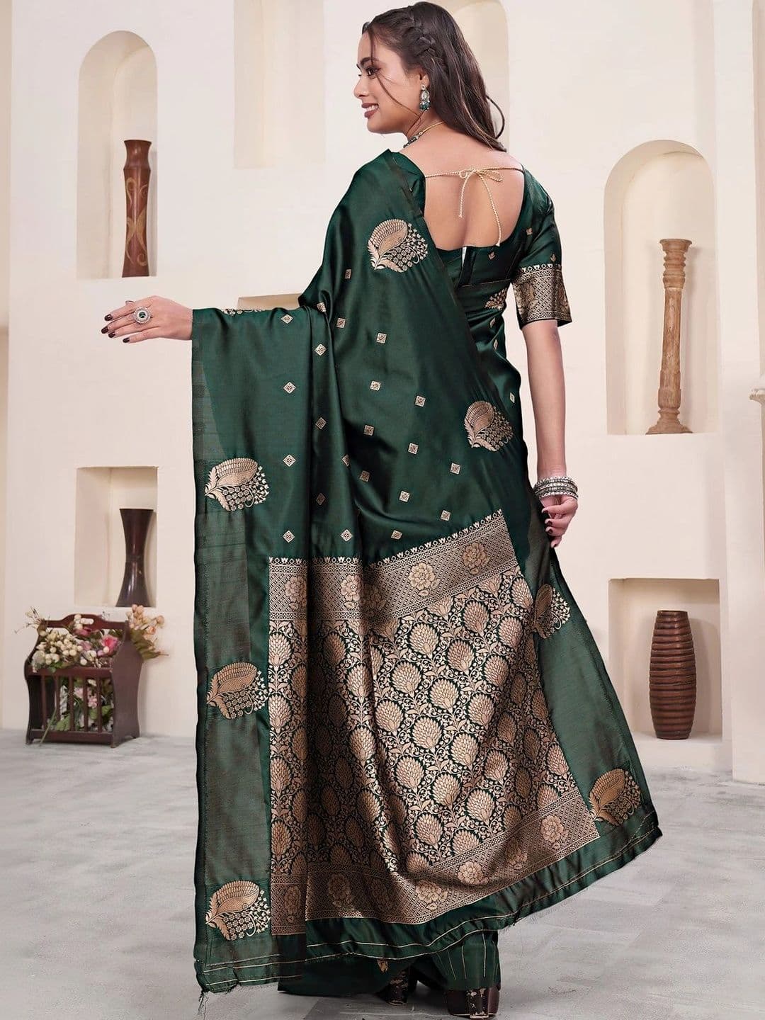 KALINI Woven Design Zari Silk Blend Saree thumbnail 5