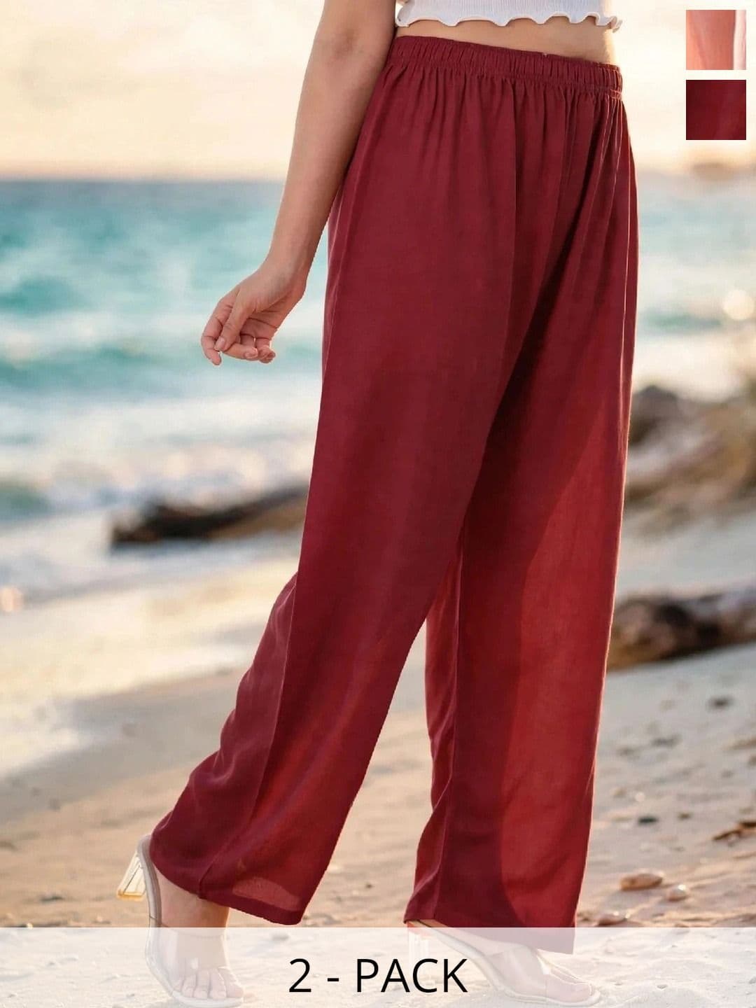 MICHAEL KOVLIN Women Pack of 2 Comfortable Trending Wide Leg Luxe Flared Palazzo - view 1