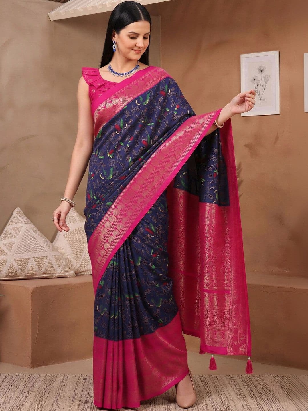 Anouk Embellished Designer Banarasi Saree thumbnail 7