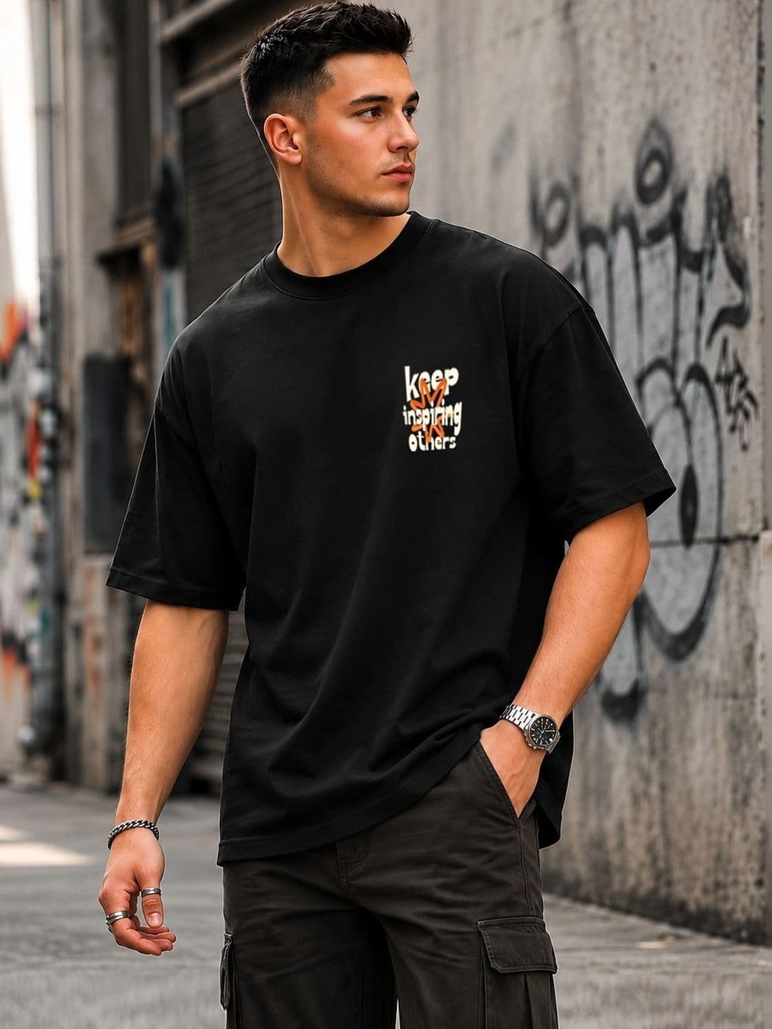PANDA POPS Men Typography Printed T-shirt thumbnail 4