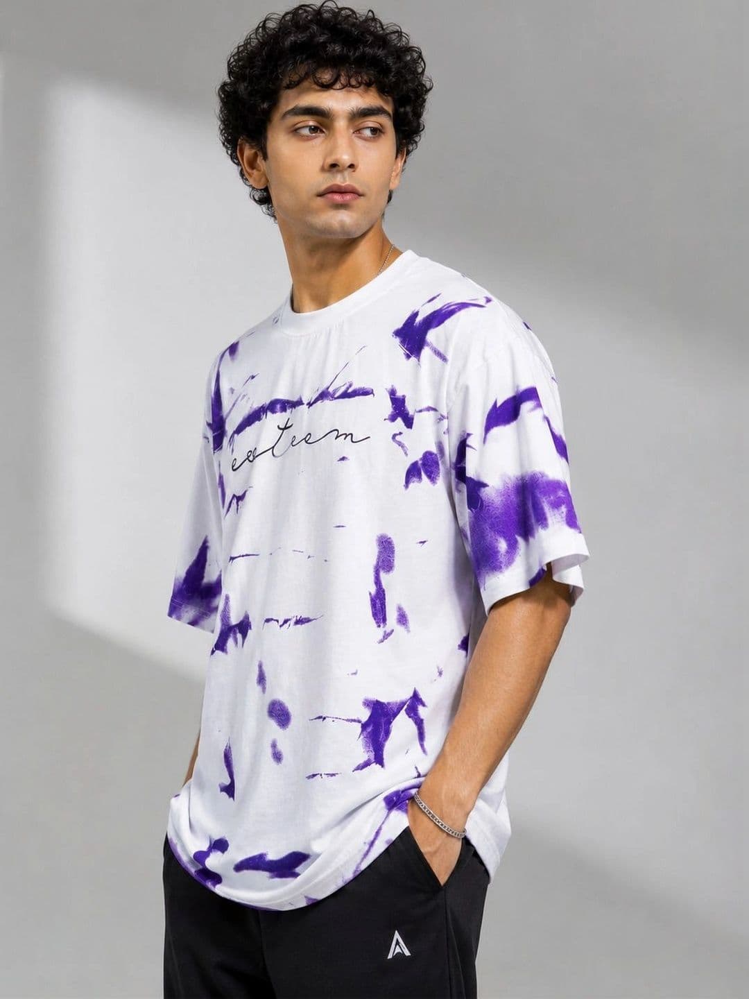 AEMA Men Oversized Typography Printed T-shirt thumbnail 3