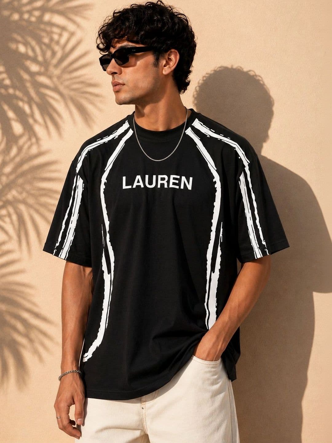 LAUREN ADAMS Men Oversized Typography Cotton T-shirt - view 1