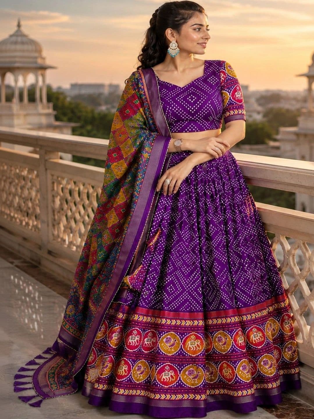 House of Pataudi Printed Semi-Stitched Lehenga & Unstitched Blouse With Dupatta thumbnail 5