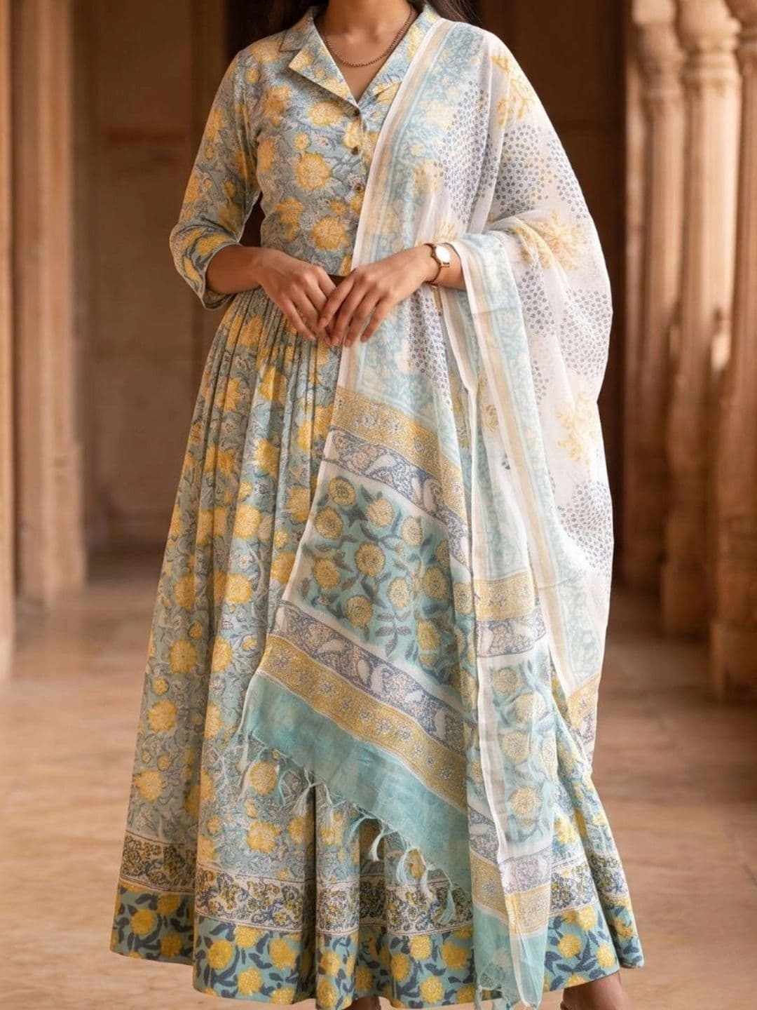 Avishya Printed Block Print Ready to Wear Lehenga & Blouse With Dupatta thumbnail 5