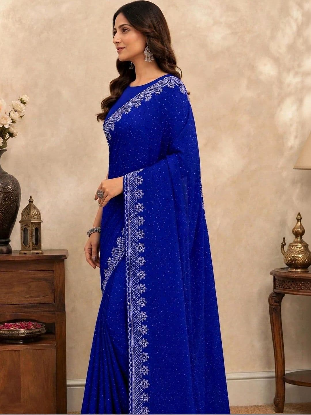 KALINI Embellished Sequinned Silk Blend Bhagalpuri Saree thumbnail 2