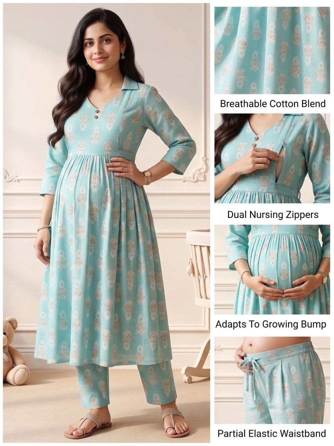 DUMMY SHAPE Women Ethnic Motifs Printed Empire Kurta with Trousers thumbnail 7