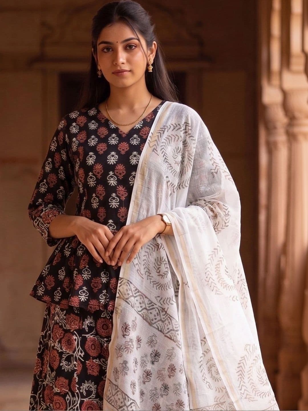 Avishya Printed Block Print Ready to Wear Lehenga & Blouse With Dupatta thumbnail 6