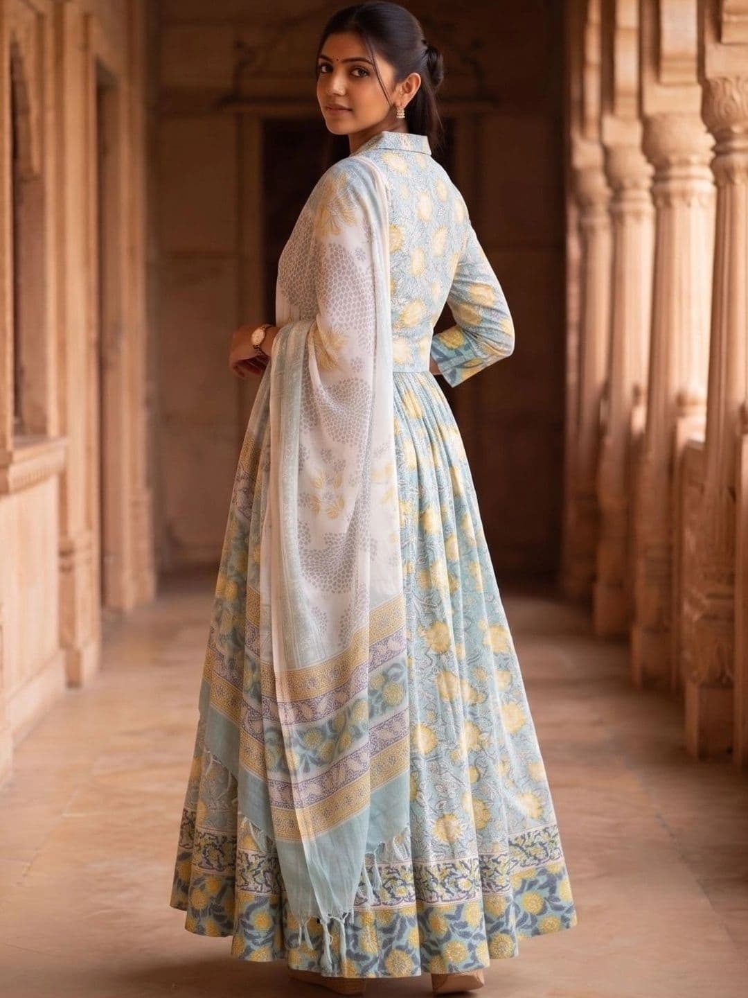 Avishya Printed Block Print Ready to Wear Lehenga & Blouse With Dupatta thumbnail 4