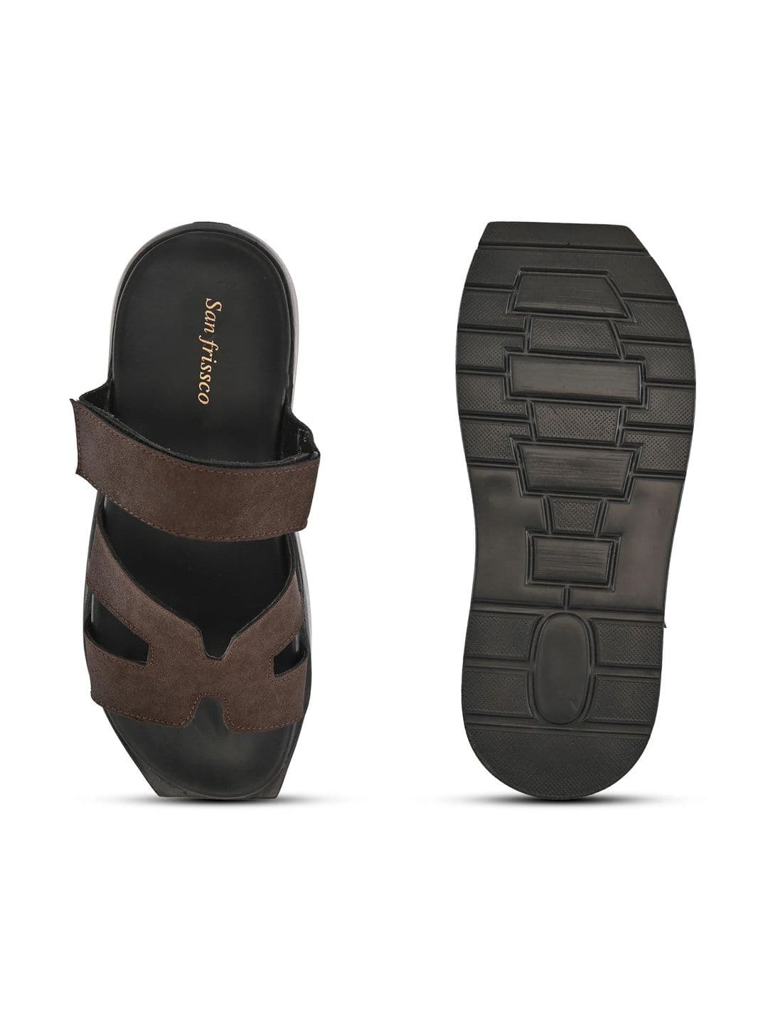 San Frissco Men Brown Casual Wide Strap Sandals with Cushioned Footbed and Chunky Sole thumbnail 5