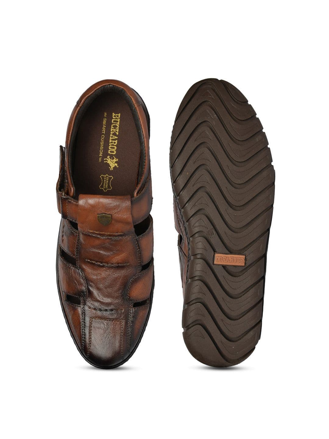 Buckaroo Men Textured Leather Shoe-Style Sandals thumbnail 5