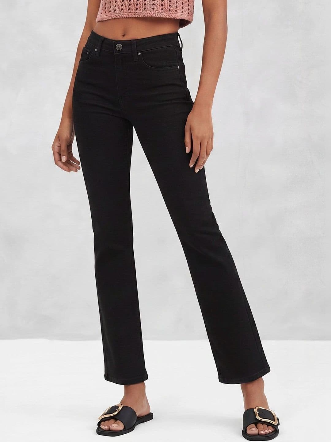 Mast & Harbour Women Bootcut High-Rise Heavy Fade Stretchable Jeans thumbnail 4
