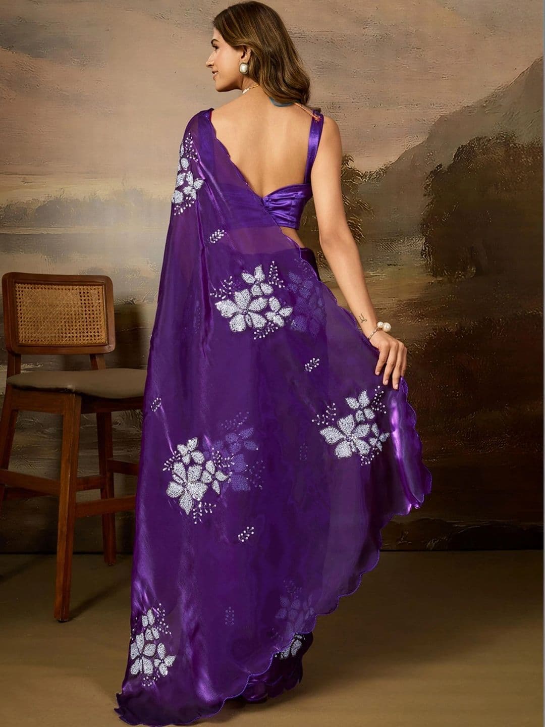 SZN Embellished Embroidered Art Silk Designer Saree thumbnail 6