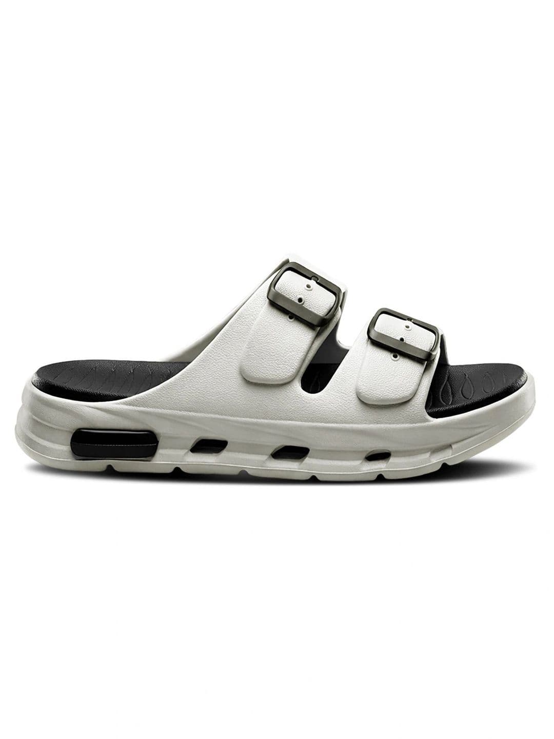 Bruton Men's White & Black Dual Buckle Straps Water-Resistant Sliders thumbnail 4