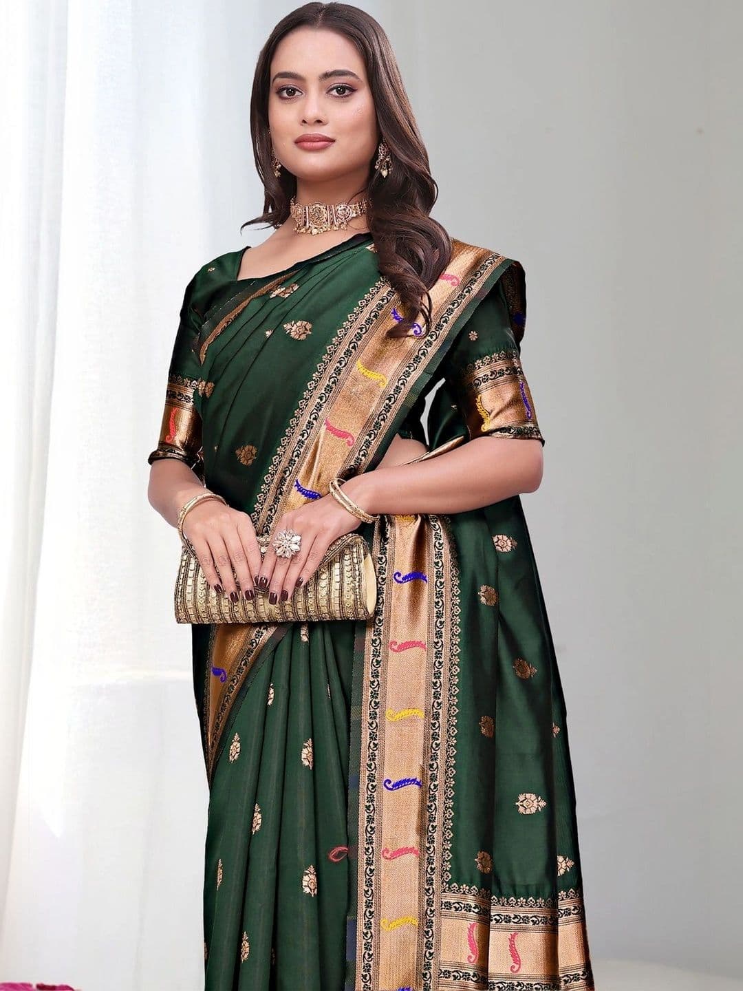 KALINI Woven Design Zari Silk Blend Saree thumbnail 4