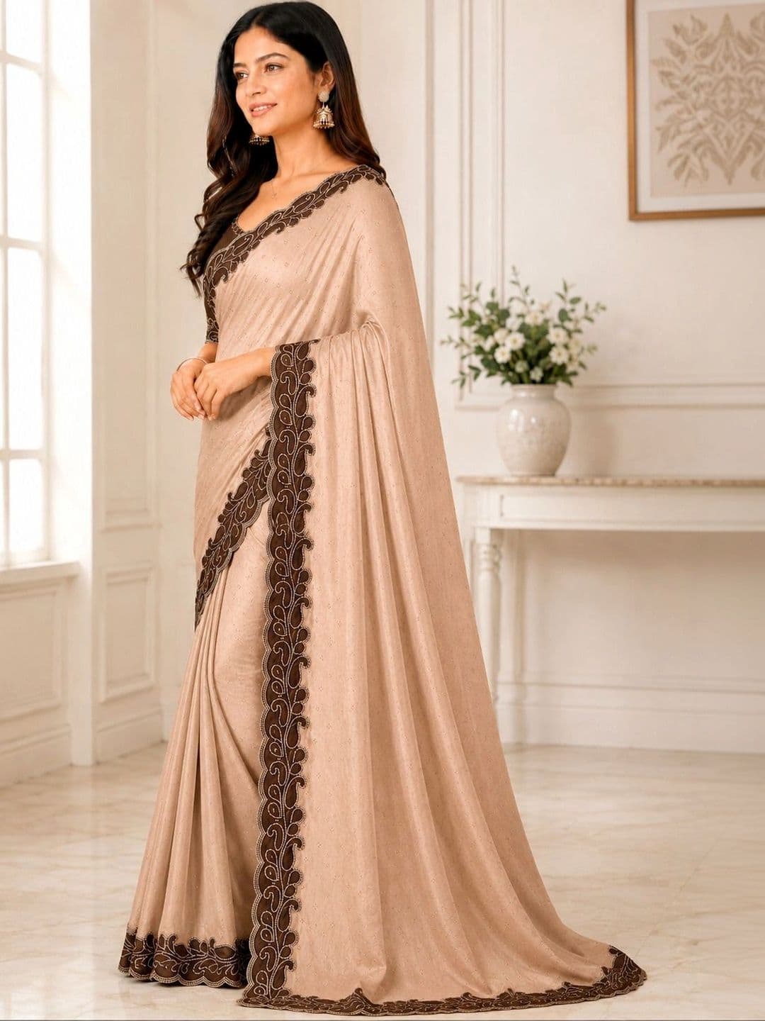 NILRUDRA Embroidered Pure Georgette Banarasi Saree thumbnail 3