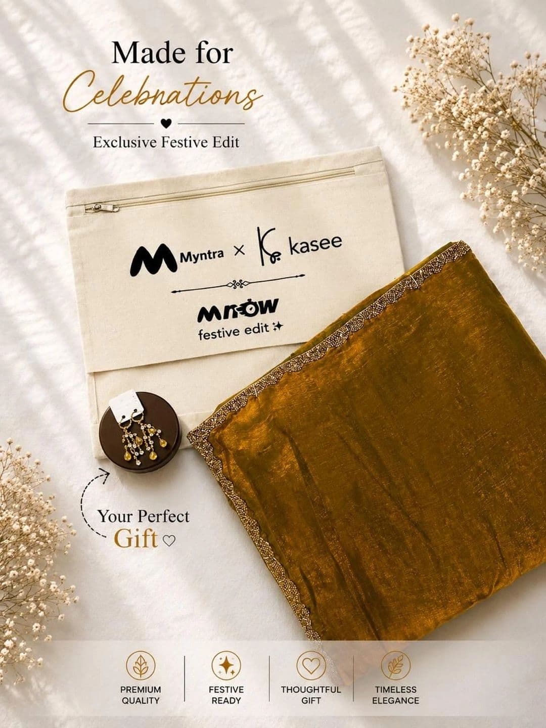 kasee Beads and Stones Silk Blend Designer Saree thumbnail 4