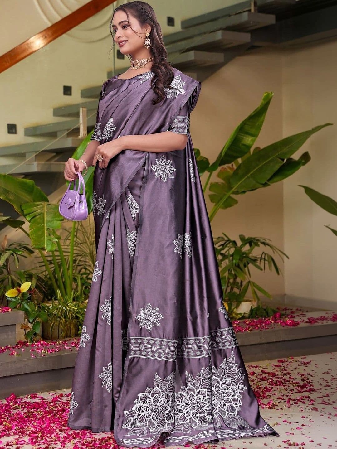 KALINI Floral Silk Blend Saree thumbnail 3