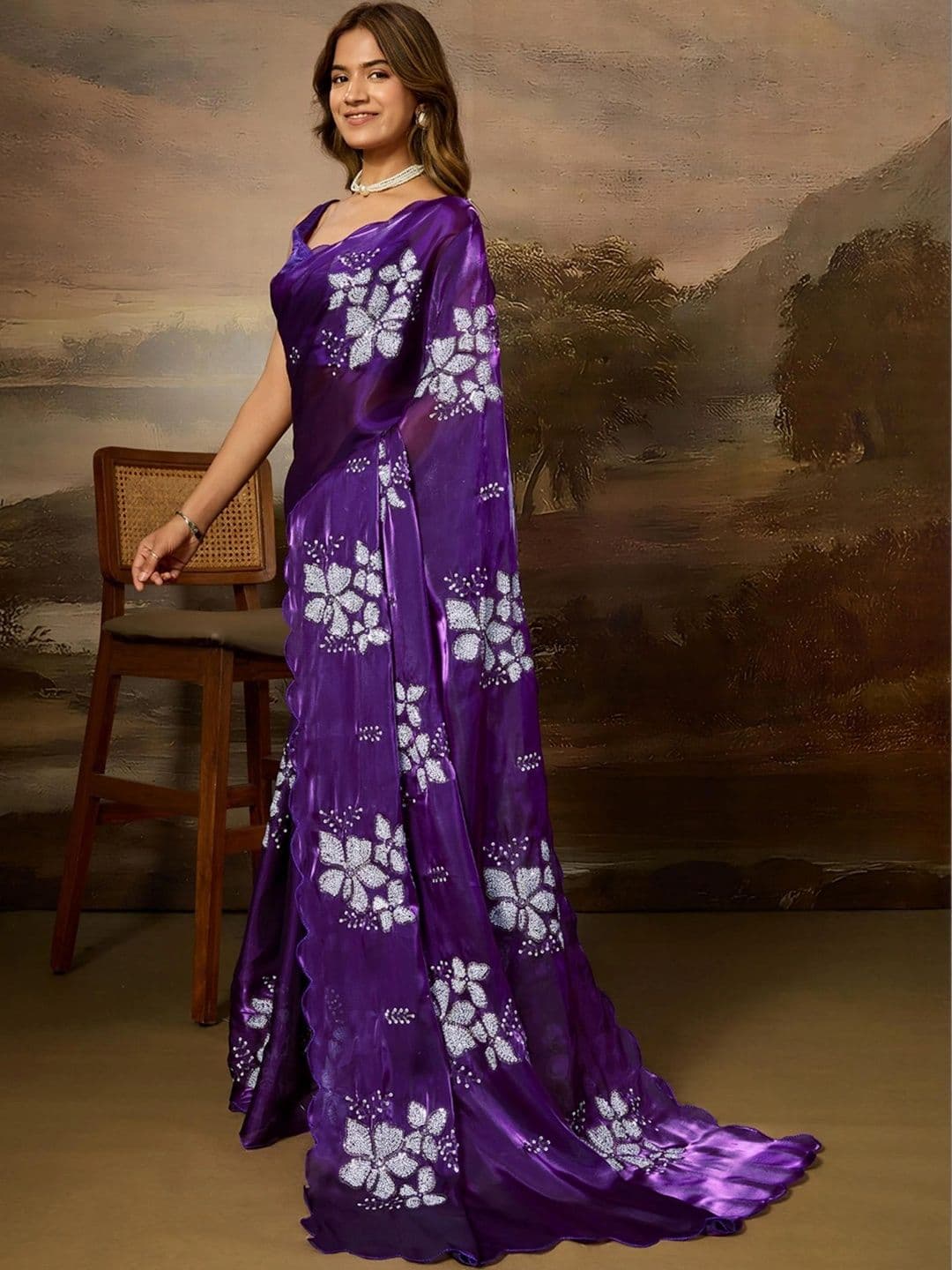 SZN Embellished Embroidered Art Silk Designer Saree thumbnail 7