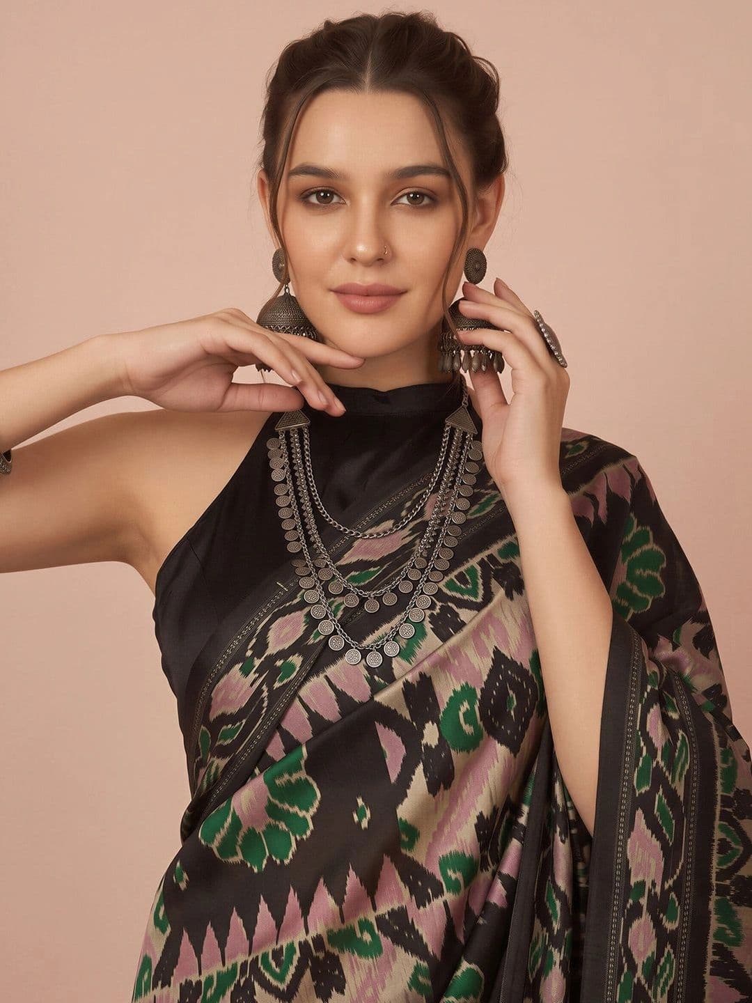 Anouk Ethnic Motifs Silk Blend Designer Ikat Saree thumbnail 3