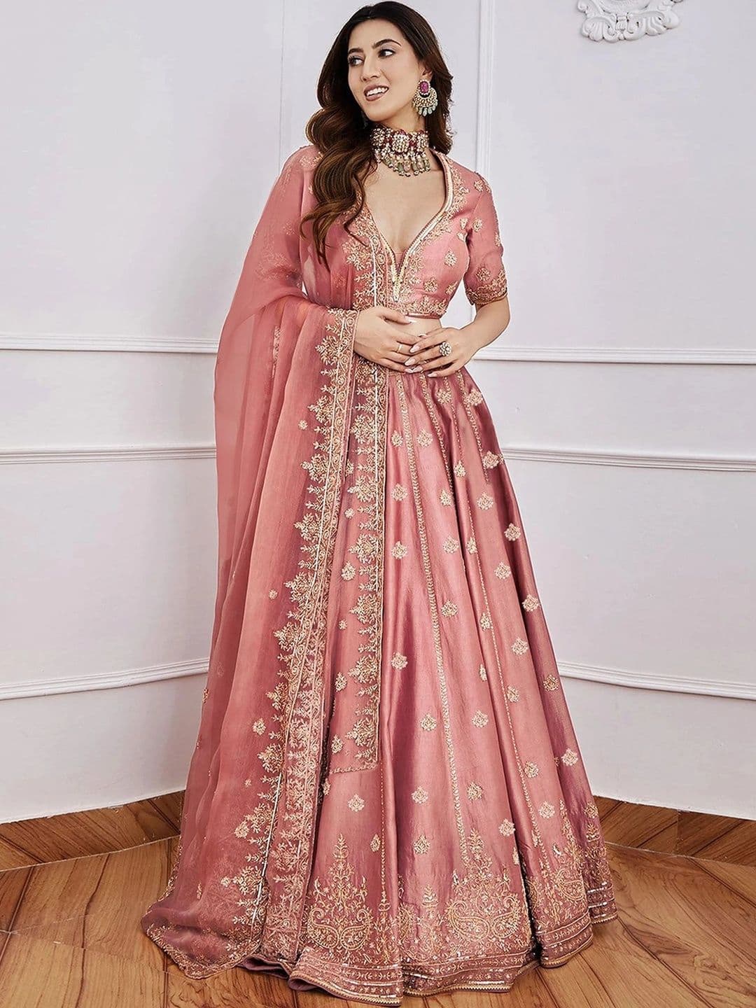 Moda Rapido Embroidered Semi-Stitched Lehenga & Unstitched Blouse With Dupatta - view 1