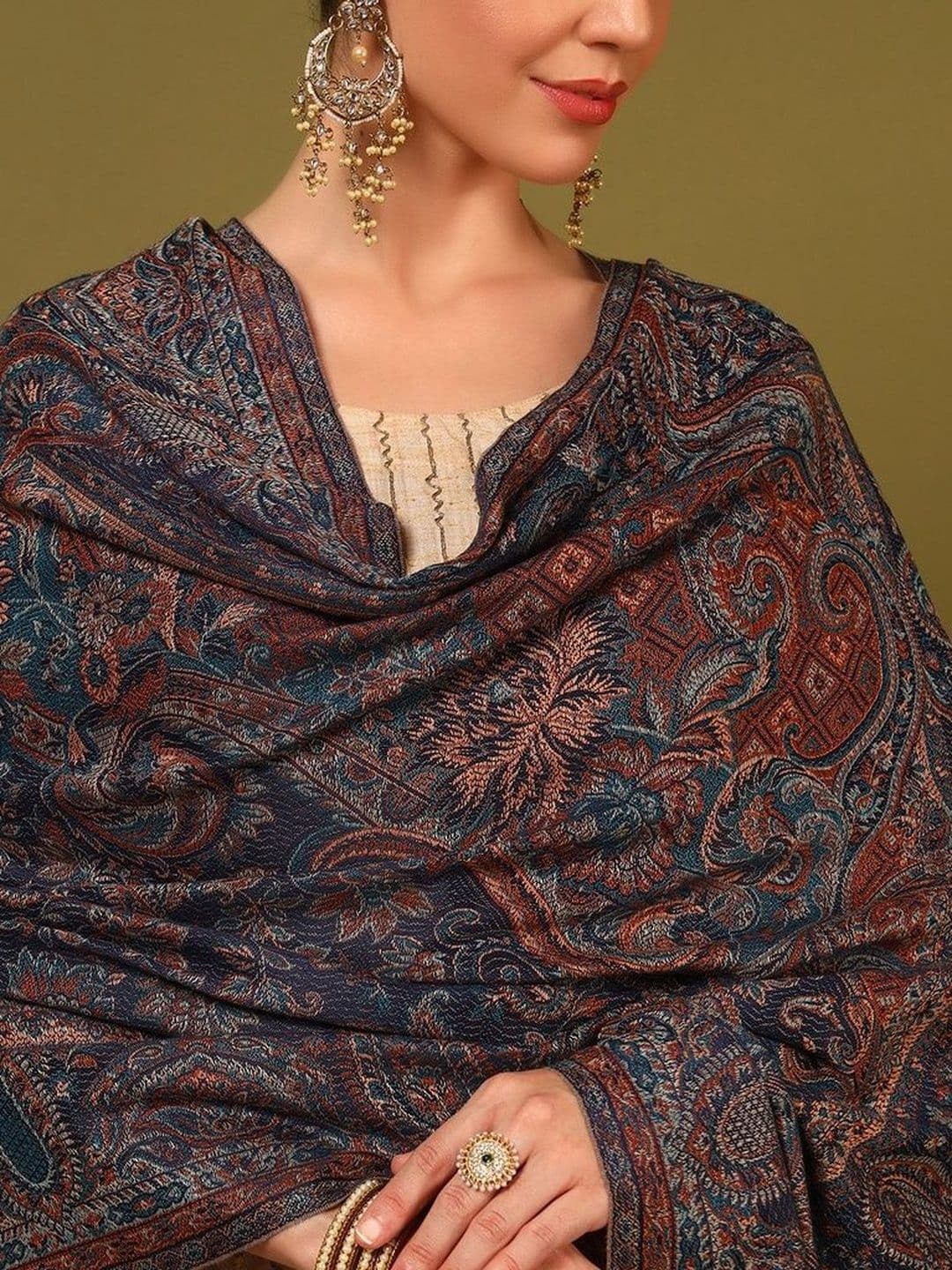 KANIDAR Women Woven Design Shawl thumbnail 3