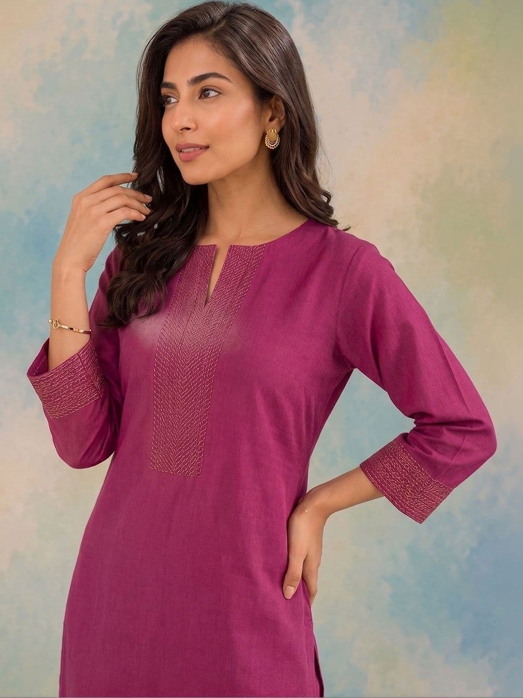 AADVIKA Women Yoke Design Regular Thread Work Kurta with Trousers & With Dupatta thumbnail 4