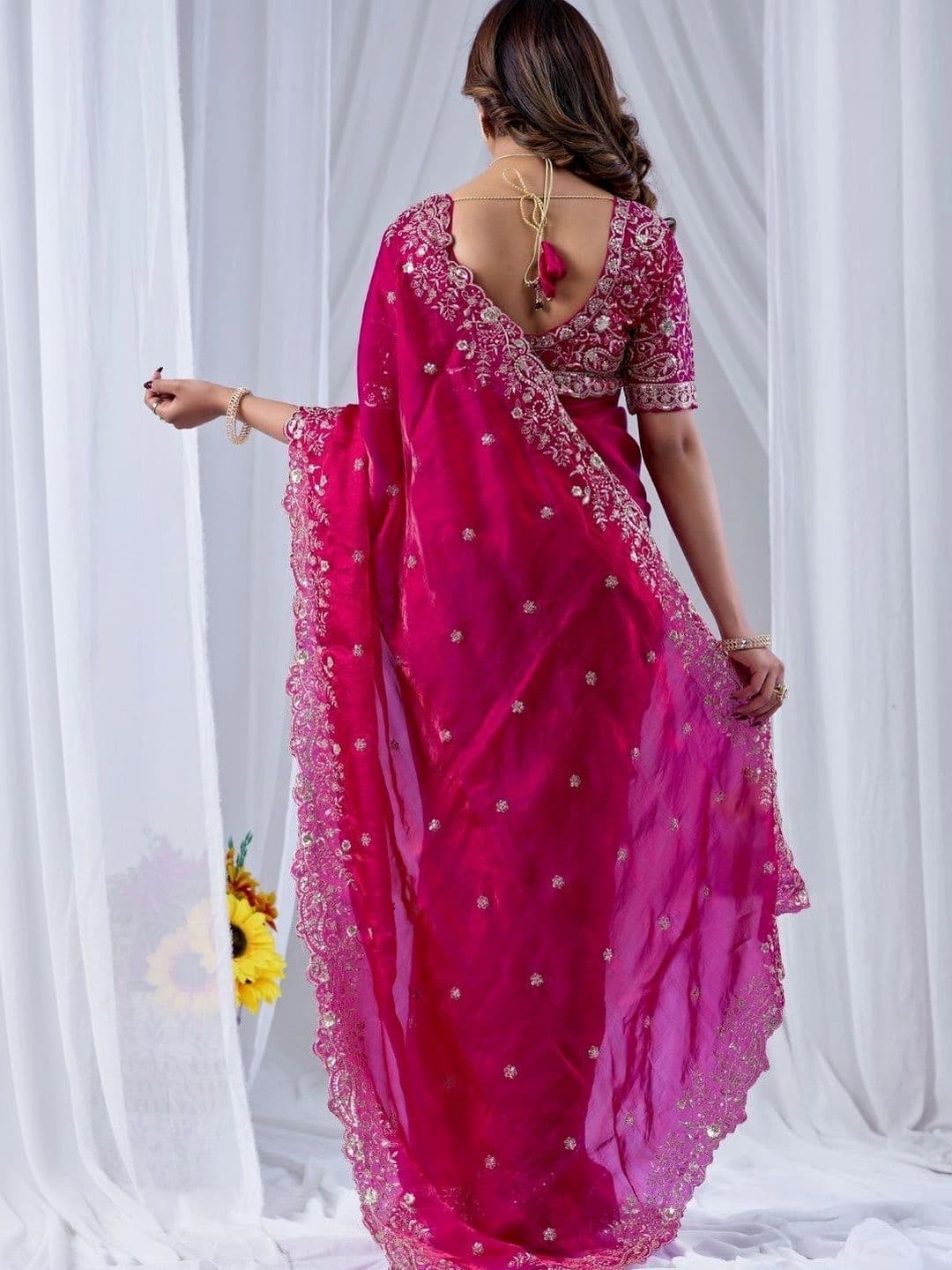 SZN Embellished Embroidered Art Silk Heavy Work Saree thumbnail 2