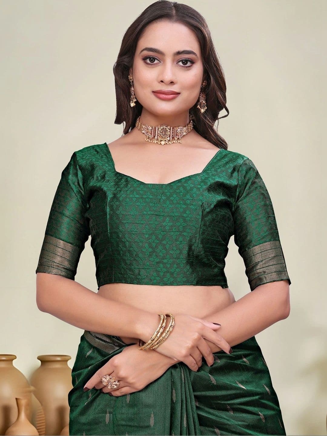 KALINI Woven Design Zari Silk Blend Saree thumbnail 4