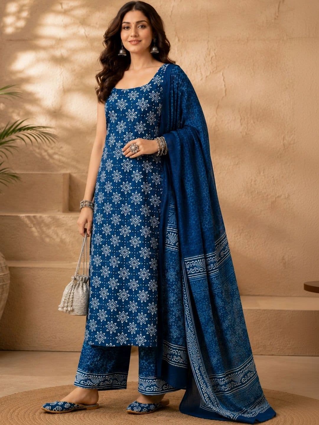 Sangria Women Floral Printed Regular Kurta with Palazzos & With Dupatta - view 1