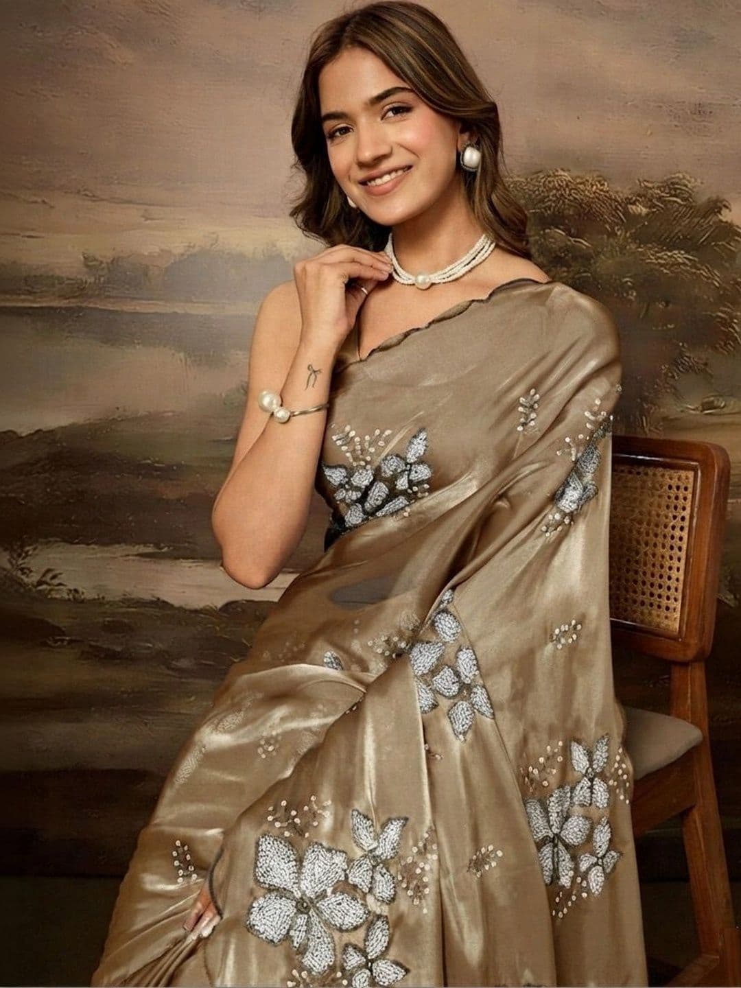 SZN Embellished Embroidered Art Silk Designer Saree thumbnail 5