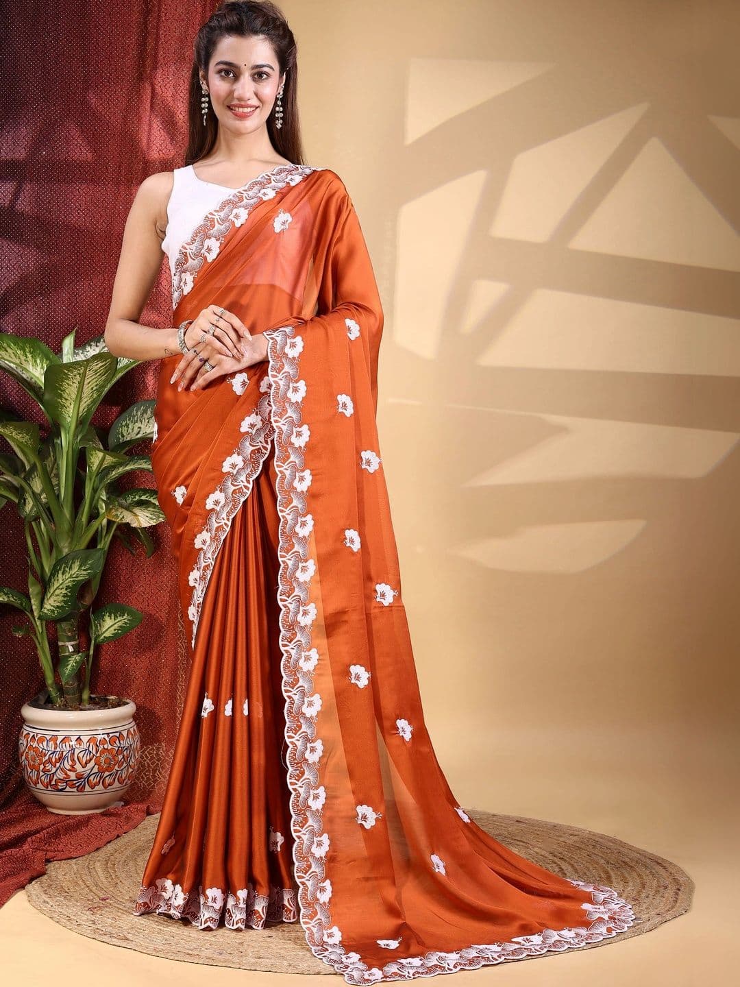 HESVI Embroidered Art Silk Saree - view 1