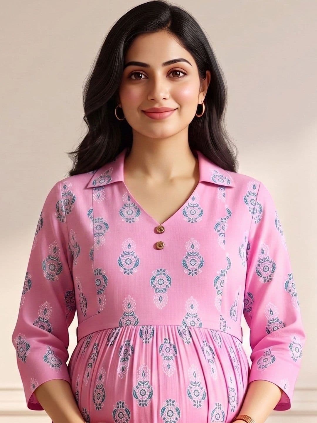 DUMMY SHAPE Women Ethnic Motifs Printed Empire Kurta with Trousers thumbnail 6