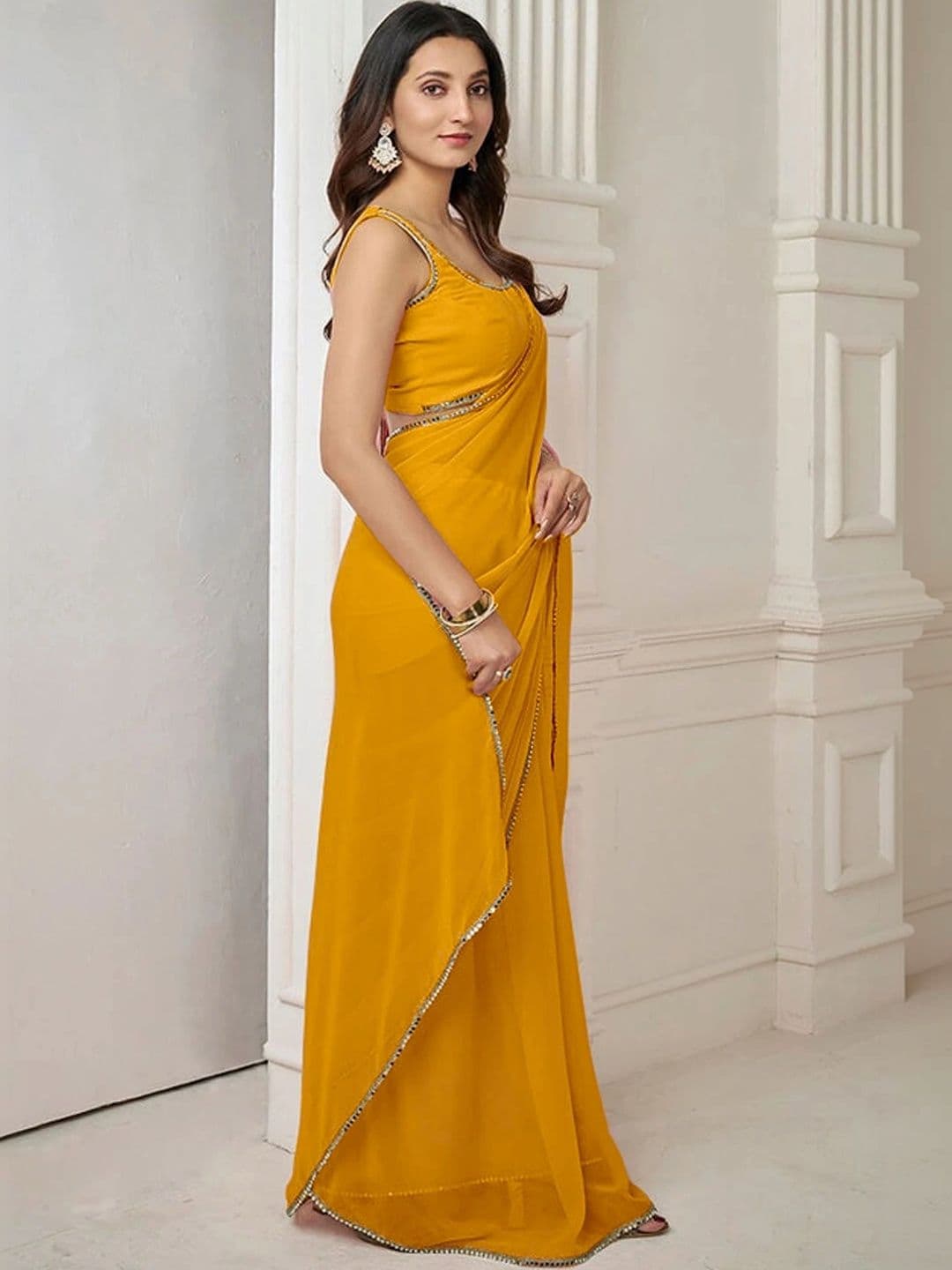 reeva fashion Mirror Work Saree - view 1