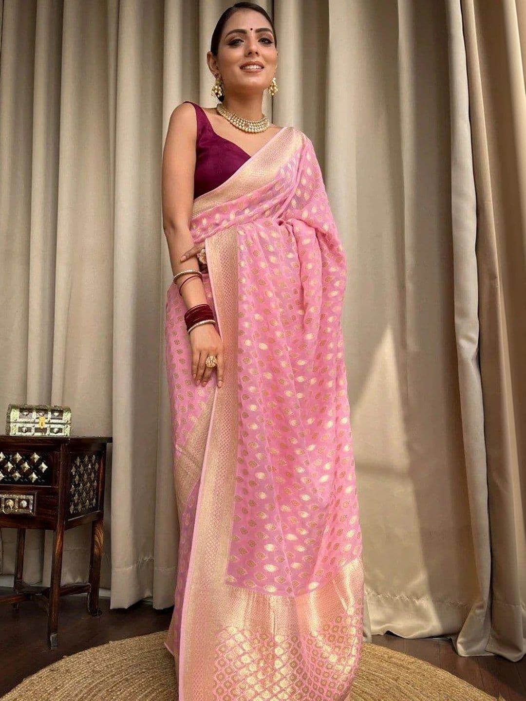 House Of Nazakat Woven Design Zari Art Silk Banarasi Saree thumbnail 7