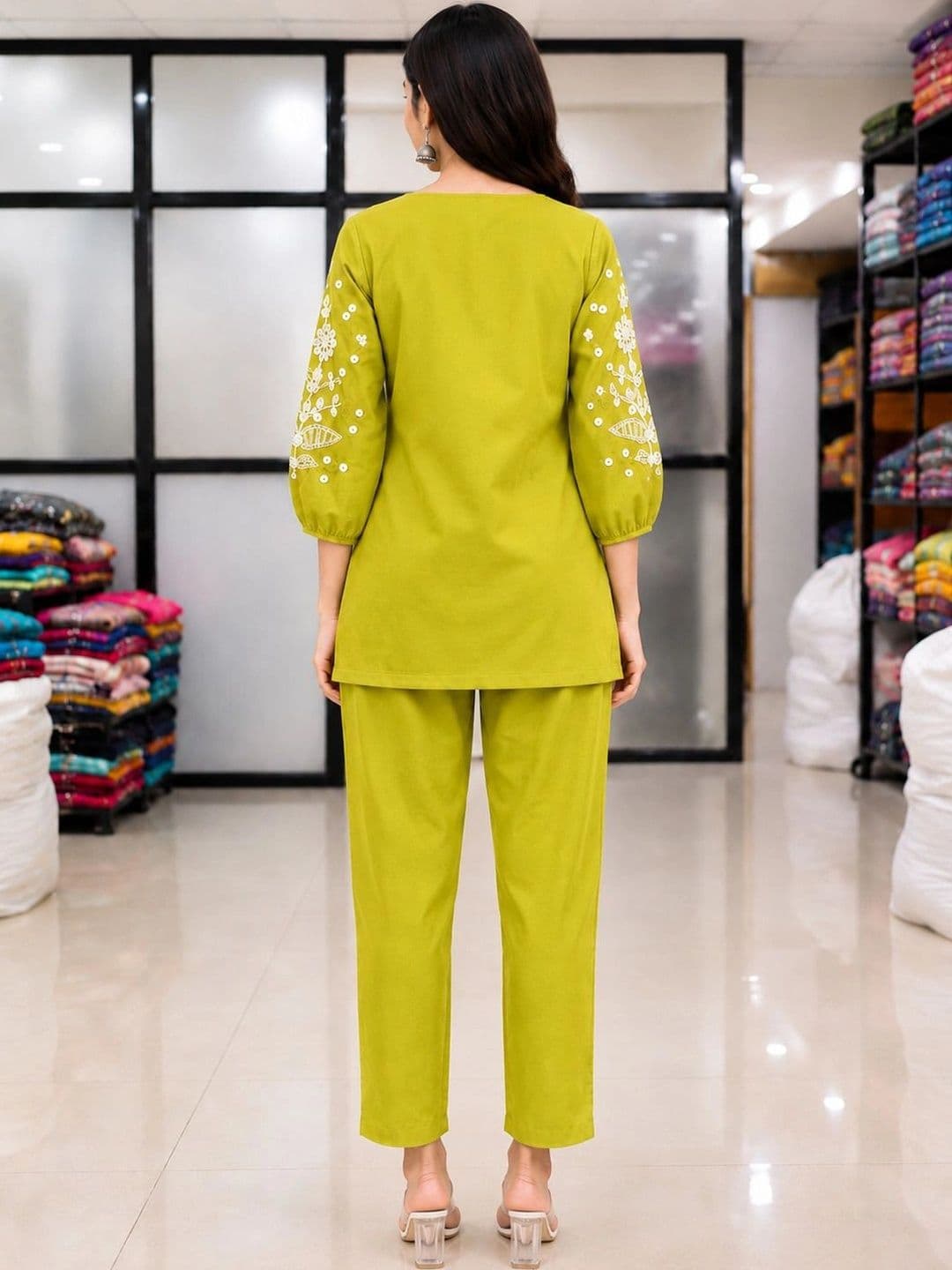 all about you Women Floral Embroidered Regular Thread Work Kurta with Trousers thumbnail 4
