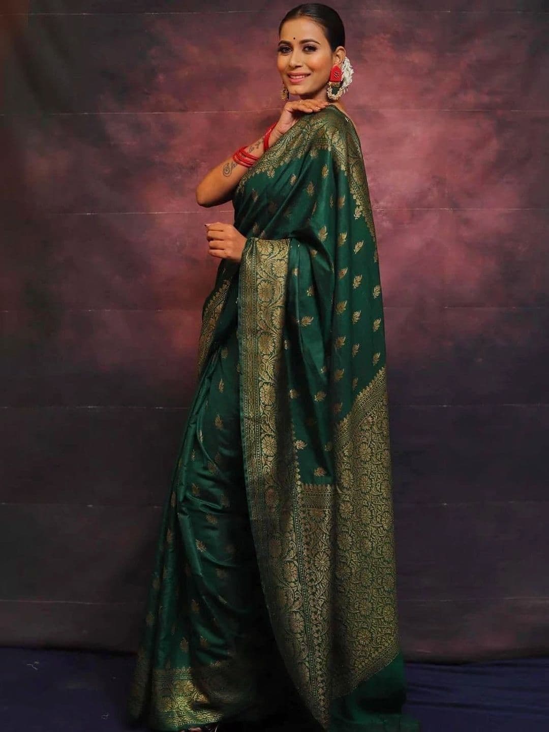 House Of Nazakat Woven Design Zari Art Silk Banarasi Saree thumbnail 5