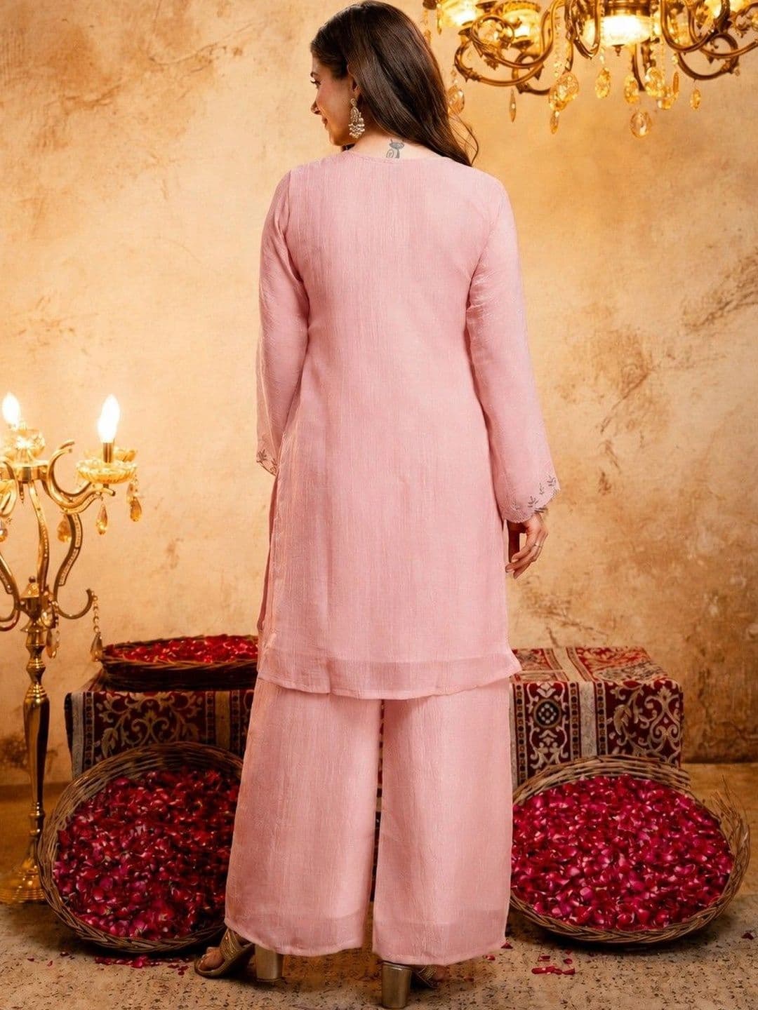 all about you Women Ethnic Motifs Embroidered Regular Thread Work Kurta with Palazzos & With Dupatta thumbnail 3