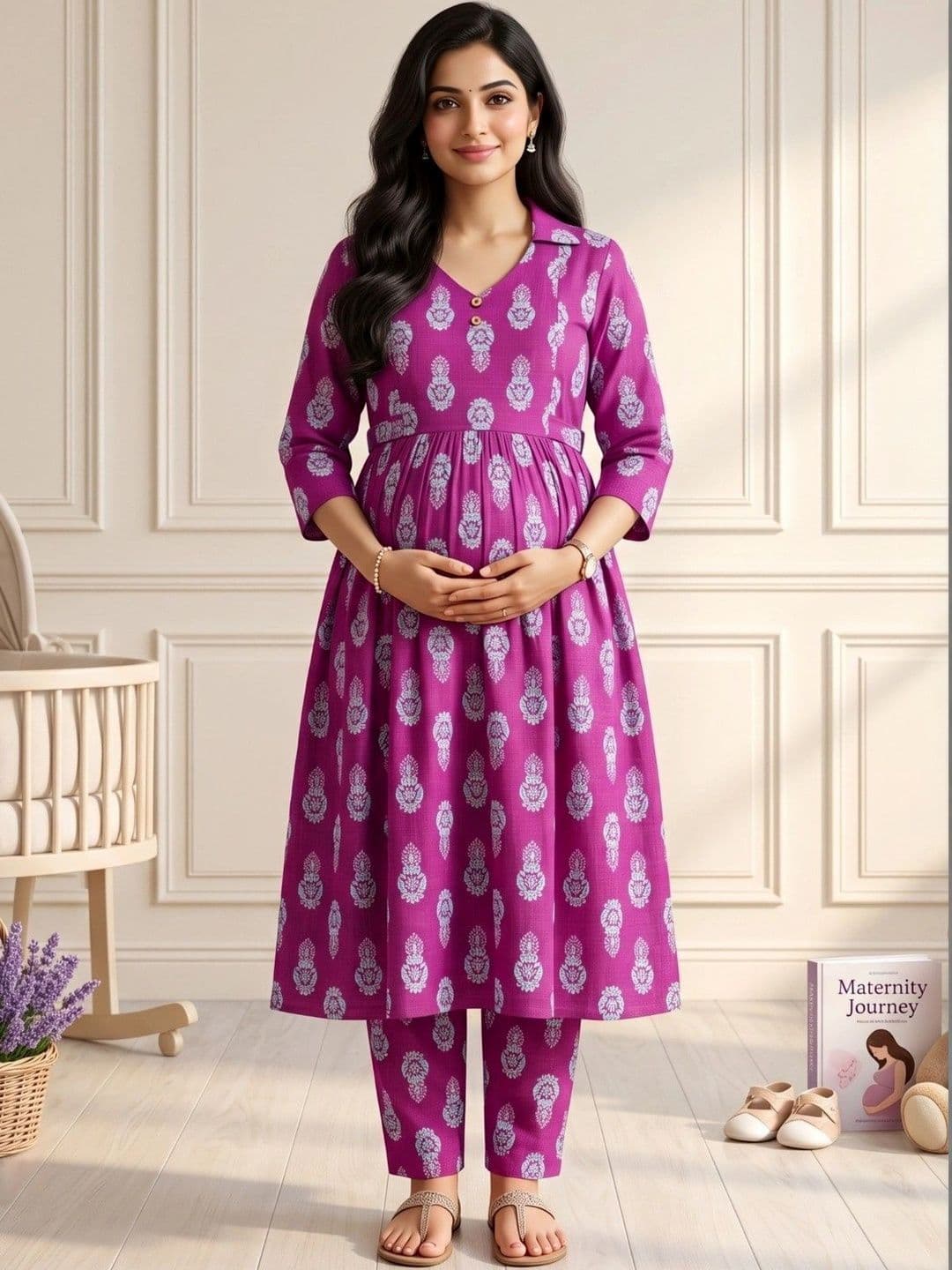 DUMMY SHAPE Women Ethnic Motifs Printed Empire Kurta with Trousers - view 1
