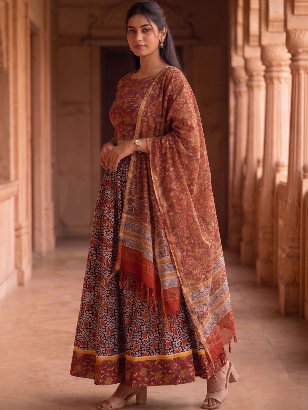 Avishya Printed Block Print Ready to Wear Lehenga & Blouse With Dupatta thumbnail 6