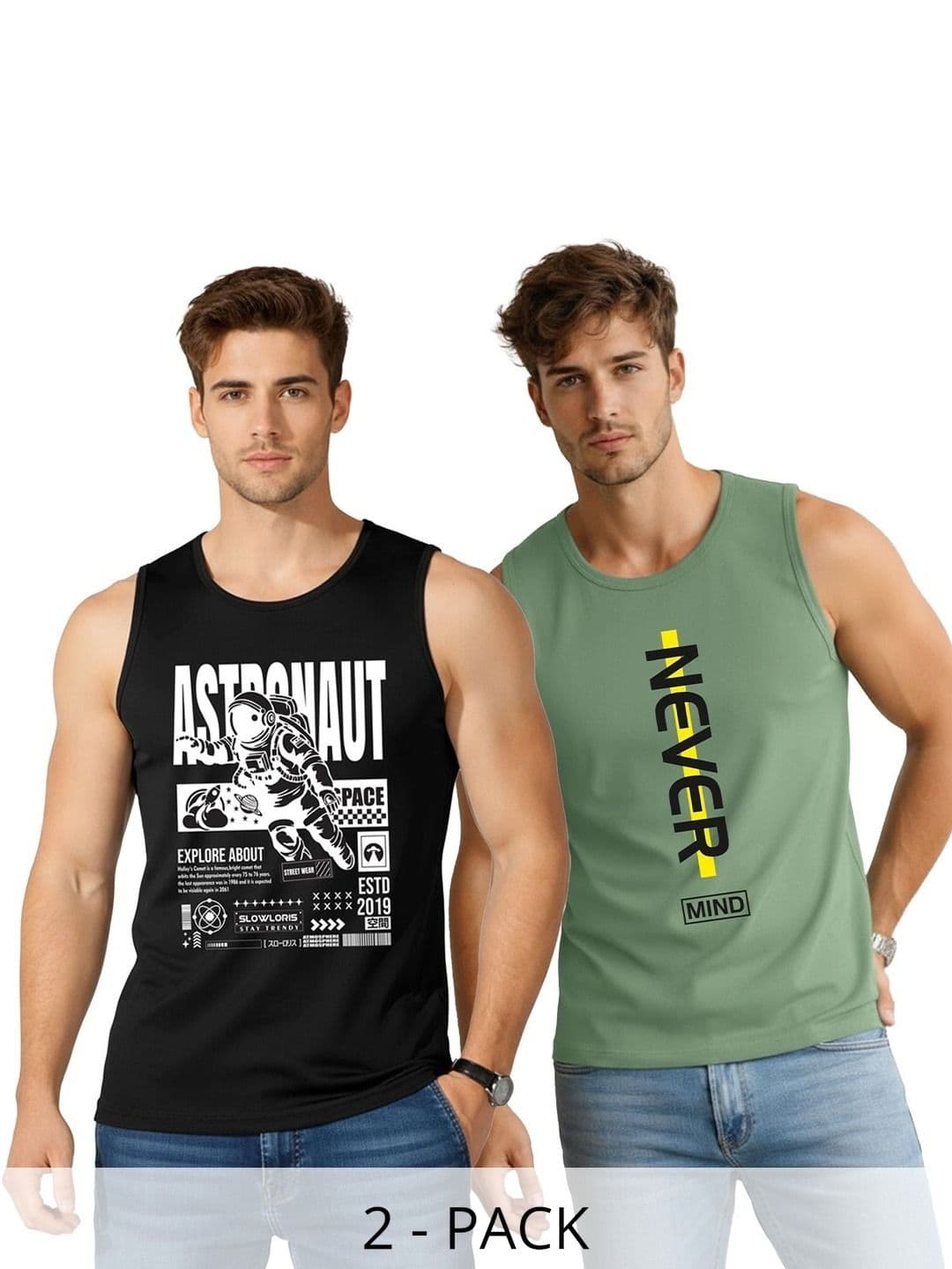 SLOWLORIS Pack of 2 Men Printed T-shirt - view 1
