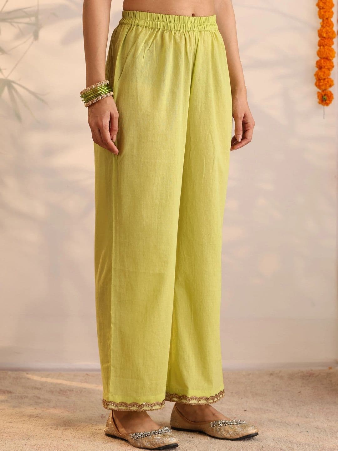 Khushal K Women Ethnic Motifs Embroidered Empire Thread Work Pure Cotton Kurta with Palazzos & With Dupatta thumbnail 7