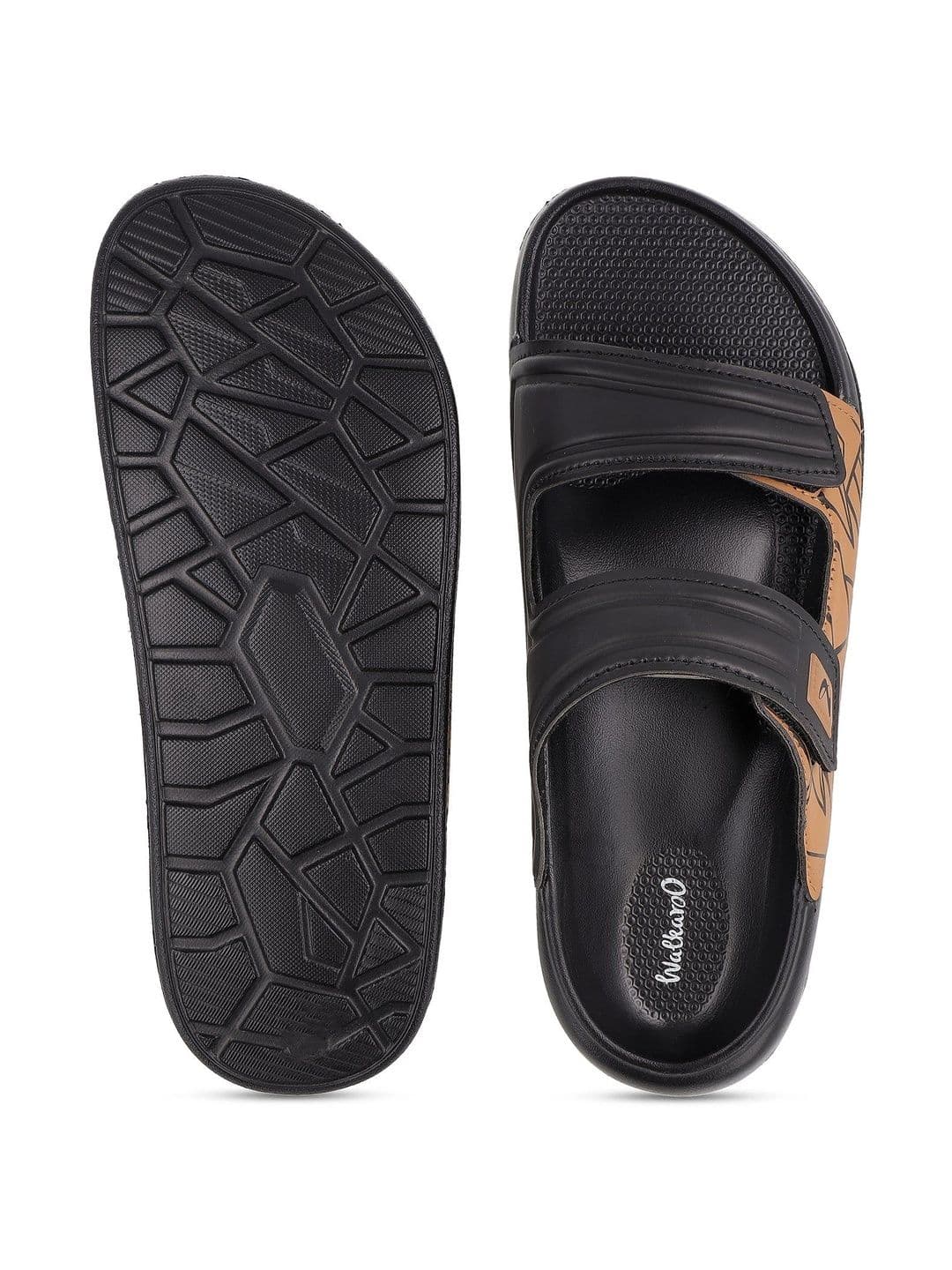 Walkaroo Men Black & Brown Comfort Sandals thumbnail 3