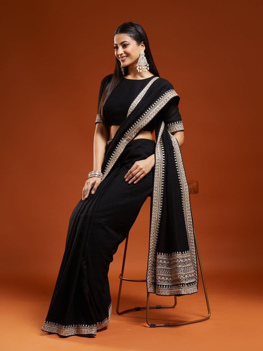 kasee Embellished Embroidered Silk Blend Heavy Work Saree thumbnail 4