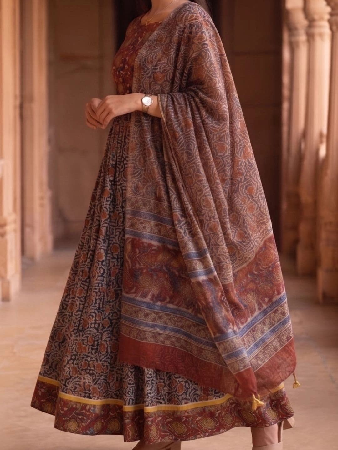 Avishya Printed Block Print Ready to Wear Lehenga & Blouse With Dupatta thumbnail 4