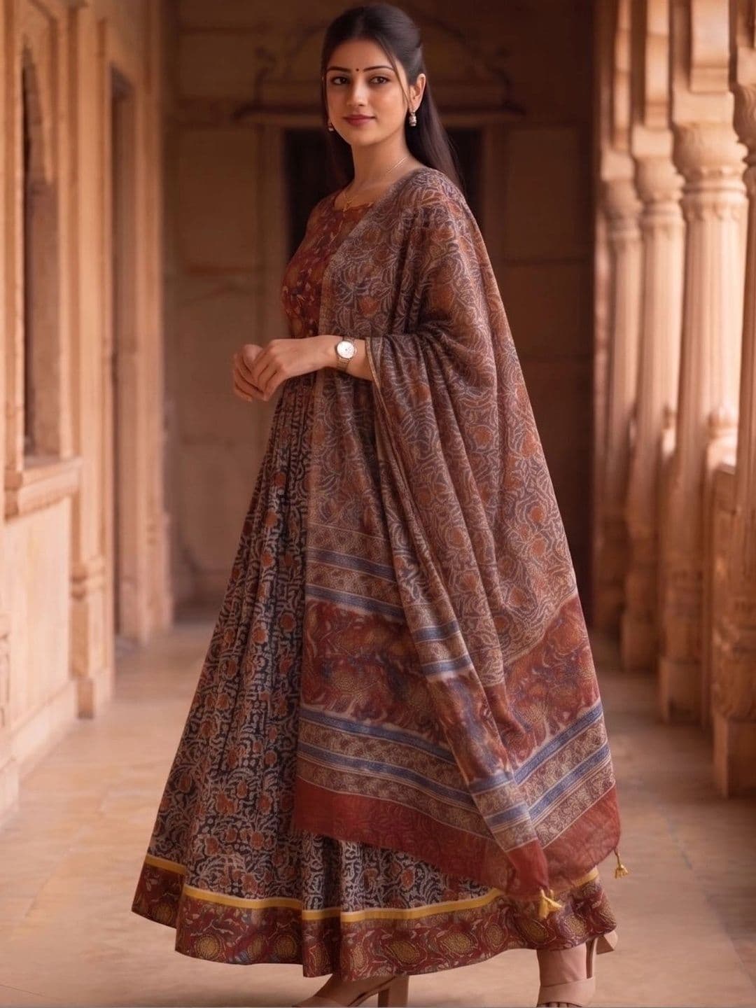 Avishya Printed Block Print Ready to Wear Lehenga & Blouse With Dupatta thumbnail 2